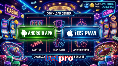 Main screen of Betpro download page for PK players